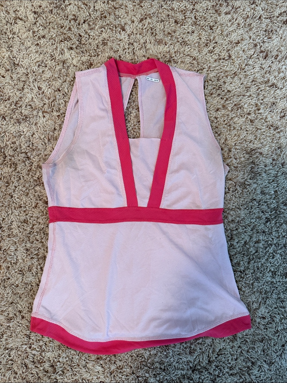 lululemon athletica Pink Sleeveless Mesh V-Neck Tank with Magenta Trim